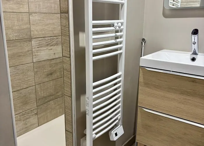 T2 De 45 M2 Equipe D'une En Mezzanine Et D'un Vrai Lit Dans Un Large Salon, Cuisine Equipe, Parking Privee, Proche Du Centre Thermale Et Des Commerces Lägenhet